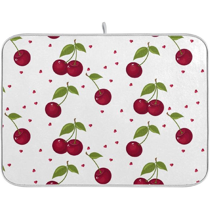 Xigua Милая тарелка для вишни, сушильный коврик для кухонной столешницы, впитывающие микрофибровые коврики-сушилки для посуды, защитный коврик для сушки посуды 16x18 дюймов