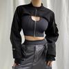 Korean Tops Casual Fashion Style Minimalist Short Jacket for Women Stand Collar Long Sleeve Casual Streetwear Jackets Female