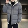 Теплая мужская зимняя теплая свободная повседневная куртка с капюшоном на хлопковой подкладке с двумя стойками и пальто Пальто Мужская куртка на хлопковой подкладке