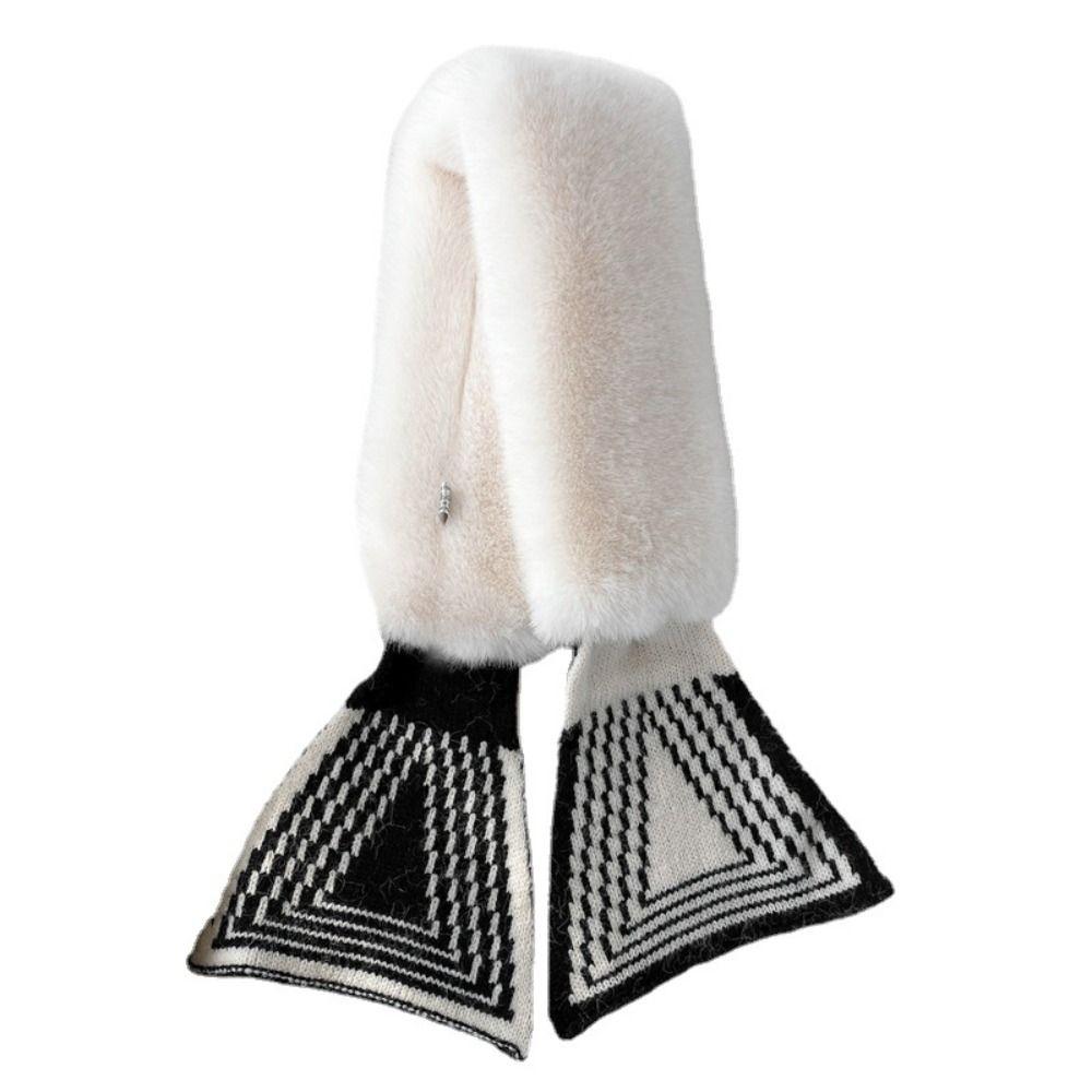Thicken Neck Scarf Faux Rabbit Fur Plush Scarf Cute Neck Warmer  Winter