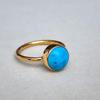 Круглый Кабошон Спящая Красавица Синий Бирюза Аризоны Кольцо из Стерлингового Серебра 925 Пробы Ювелирные Изделия, Ручная Работа Красивое Кольцо Ювелирные Изделия