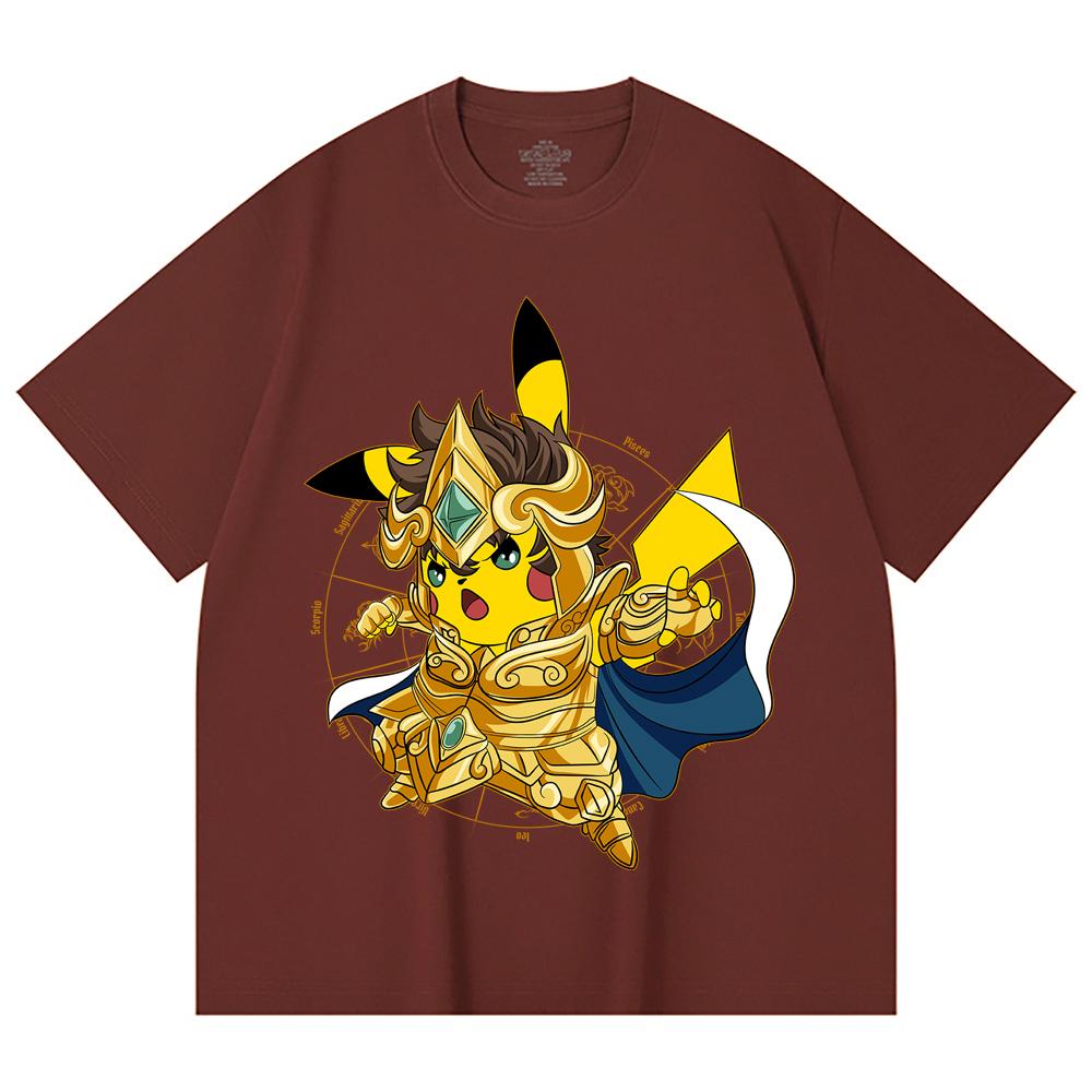 230 Gsm 100% Cotton Pokemon V25 Pikachu Leo Print Unisex Heavy Cotton T Shirt