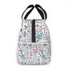Travel Nurse Bag Insulated Lunch Bags Women Cartoon Nurse Print Food Case Cooler Warm Bento Box for Kids Lunch Box Picnic Bag