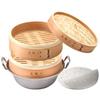 Heist [Steamer] Cedar Steamer with Induction Cooktop, Set of 2 Steamers and 1 Lid, Commercial Use, Includes 20 Steamer Sheets (Steamer with Pot, Cedar
