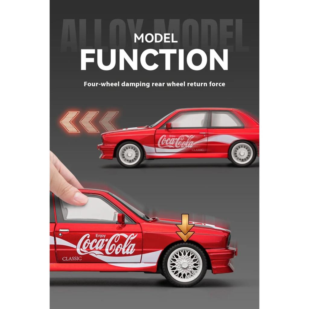 1/24 BMW M3 E30 Soda Version Boxed BMW Alloy Car Model, Suitable for Toy Cars for Children Aged 3-12 Years Old, Adults Can Collect Ornaments and Gifts