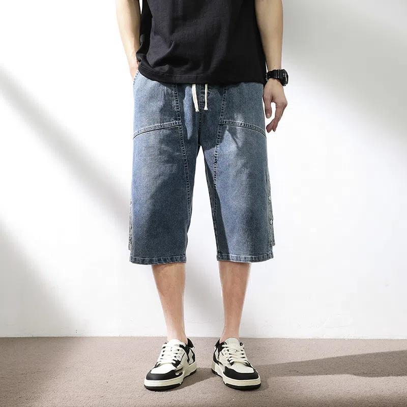 Summer Straight Leg Denim Sports Trend Brand Men's Cropped Shorts