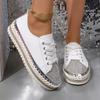 Large-size Women's Shoes Thick-soled Heightened Rhinestones Design Sense Lace-up Single Shoes Ins Fashion Loafers JQ