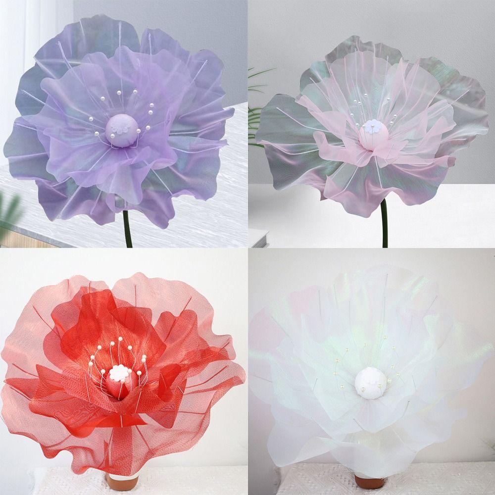 Hollow Design Gauze Poppy Flower 50cm Big Simulation Flower Silk Mesh Flower Event Party