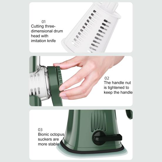 5-в-1 роторная терка для сыра и овощерезка с безопасным присоской Ручная роторная терка Универсальный кухонный гаджет для фруктов, овощей, орехов