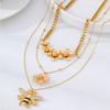 3‑Piece Stackable Necklace Set for Women, Bee Flower Geometric Pendant Layering Necklaces, Versatile Jewelry Set for Daily Casual Wear