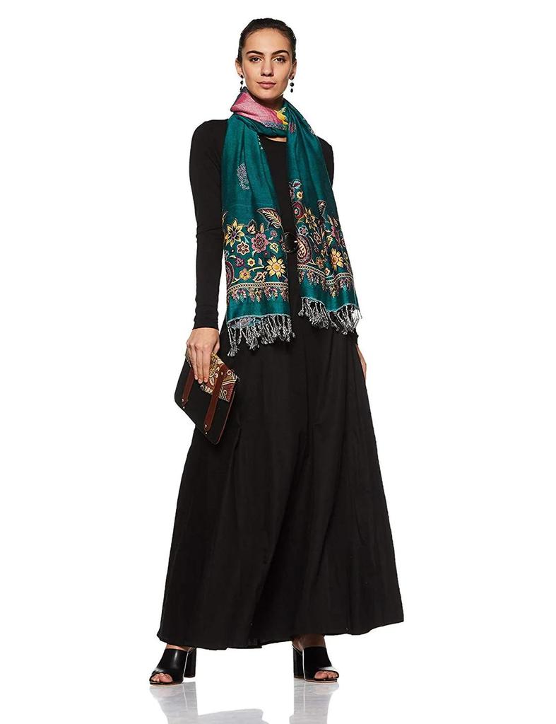 Pashmina Cashmere Paisley Scarf Shawl Wrap Stole Silk Soft Women Wool Warm Green