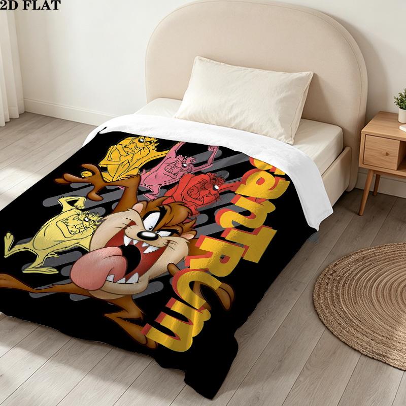 1PC Tazmanian Devil Patterned Flannel Blanket Suitable For All Seasons For Home Decor Warmth And Comfort Gifts Holiday Present