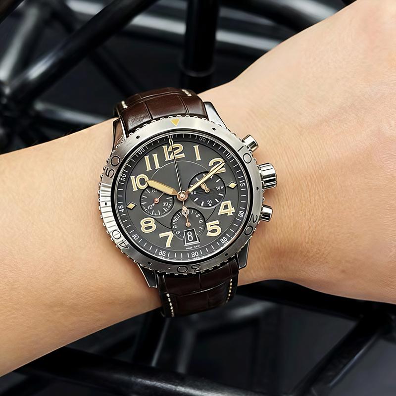 22 мм Высококачественный ремешок для часов из натуральной кожи Для серии Breguet TYPE XX 3810BR/3810ST/3817ST изогнутый конец Мужской ремешок для часов из коровьей кожи