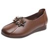 Fashion Genuine Leather Women Flat Shoes With Slip On Casual Ballet Flats Female Comfortable Wedge Shoes Retro Mom Single Shoes