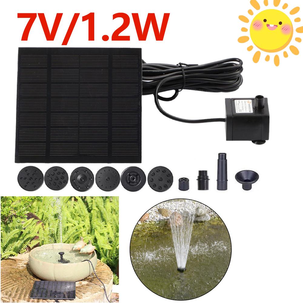 1.2W Solar Panels Water Fountain Pump with 6 Nozzles Solar Powered Fountain Wave Maker for Outdoor Bird Bath Garden Fish Pond