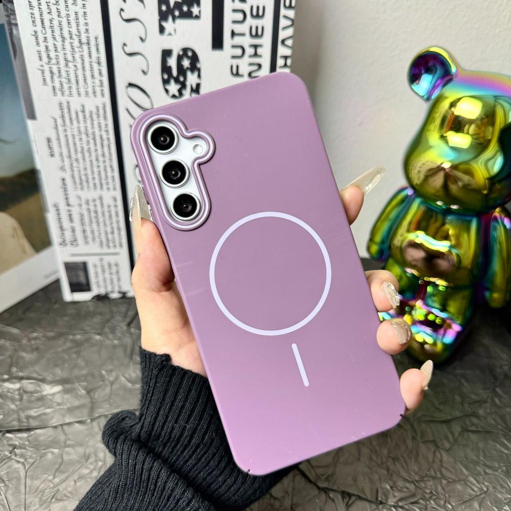 Soft and Thin Circles Are Suitable for Samsung S25 Ultra Skin Sensitive Magnetic Phone Case A56 Simple PC Color Matching A55 Protective Case