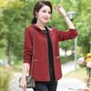 Women's Spring Short Hooded Jacket, Middle Aged and Elderly, Solid Color Style, Slim Fit Jacket
