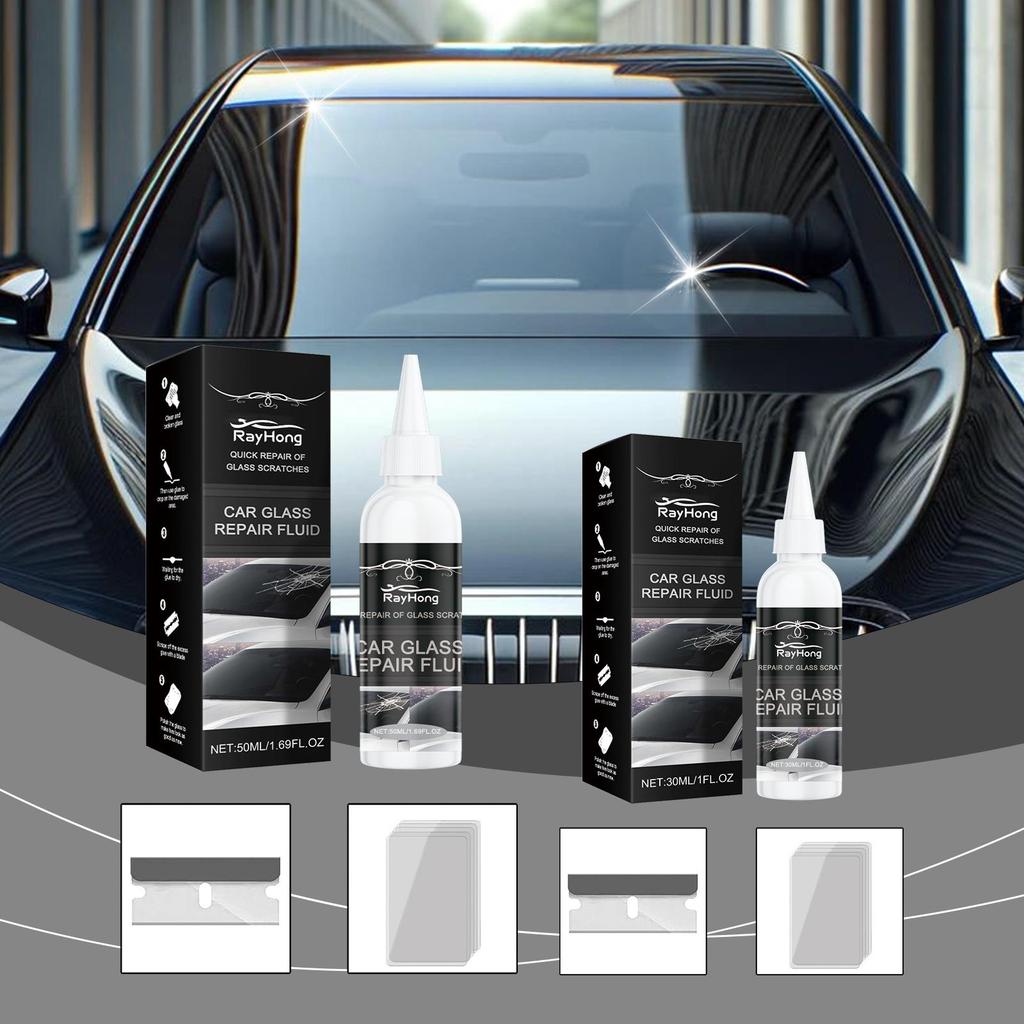 RAYHONG Automotive Glass Repair Adhesive (50ml) Glass Nano Repair Fluid Fast Repair Cracked Glass Repair Adhesive