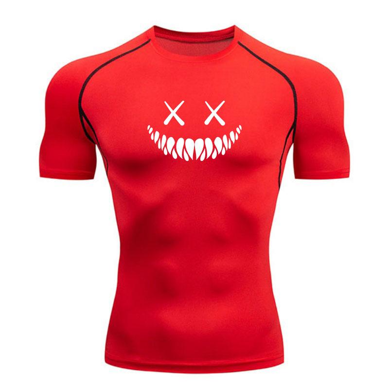 Men's Breathable Compression Fitness TShirt X Cross Eye Grin