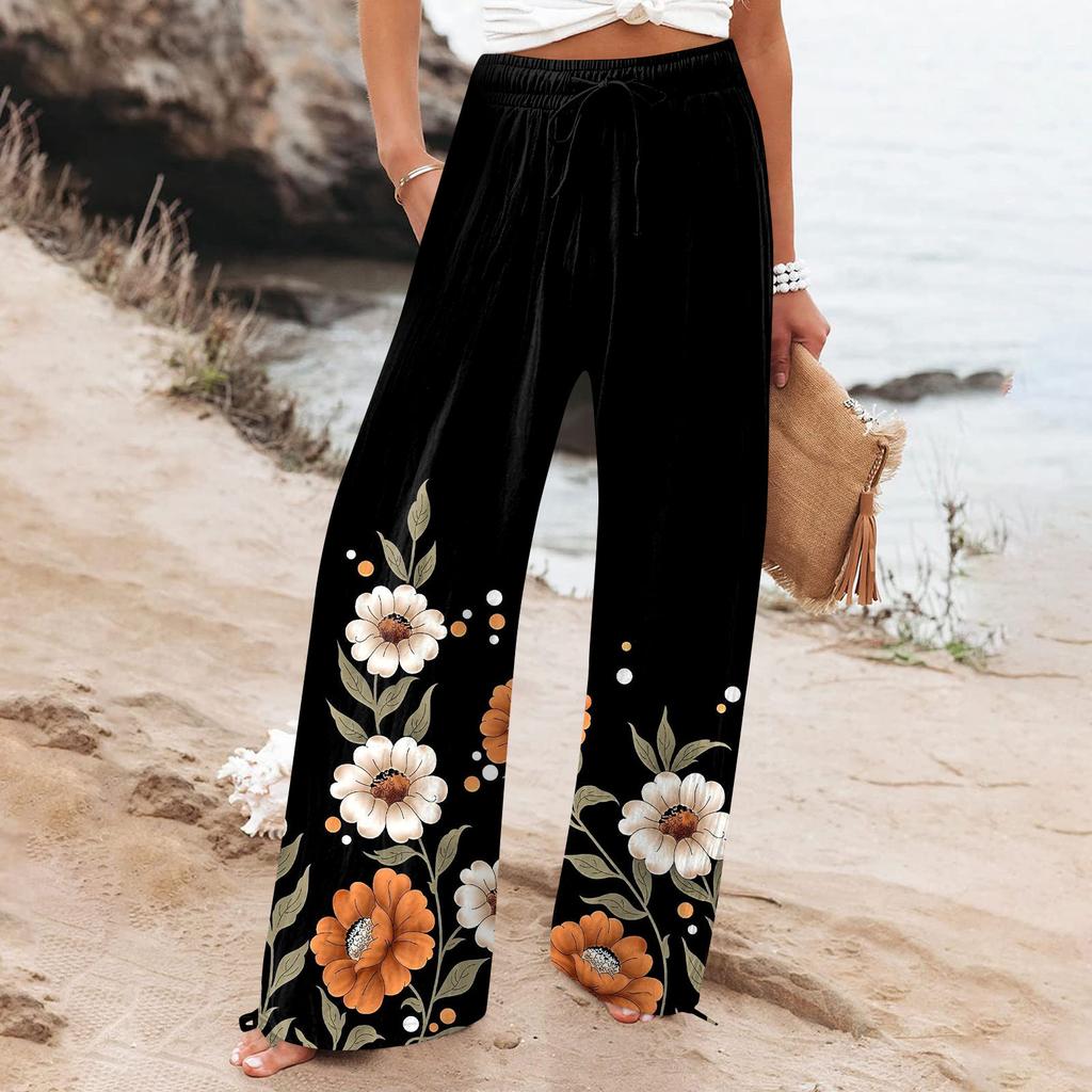 Loose Nine Womens Pants Casual High Waist Cotton Linen Wide Leg Trousers With Pocket Beach Shorts Ladies Nine Pants