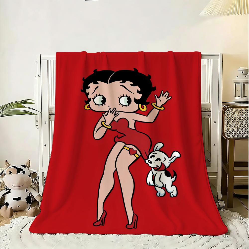 B-BeTTy-CuTe-Boop Бросок Мягкое Фланелевое Покрывало, Легкое Дышащее Летнее Покрывало для Сна на Диван Домашний Travel Уютный Декор