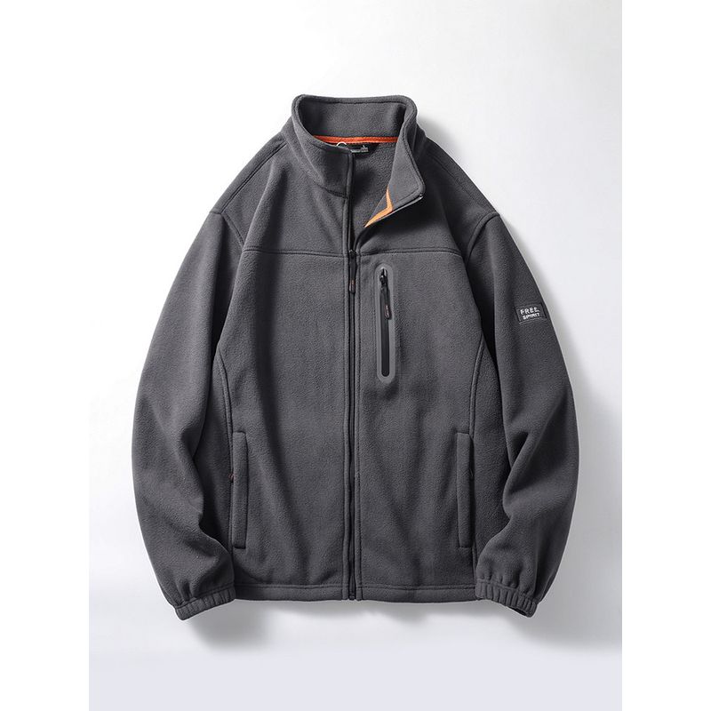 Fleece Jacket for Men, Autumn and Winter, Stand-Up Collar, American-Style Cardigan, Zip-Up Jacket, Sweatshirt, Foreign Trade Men's Fleece Clothing