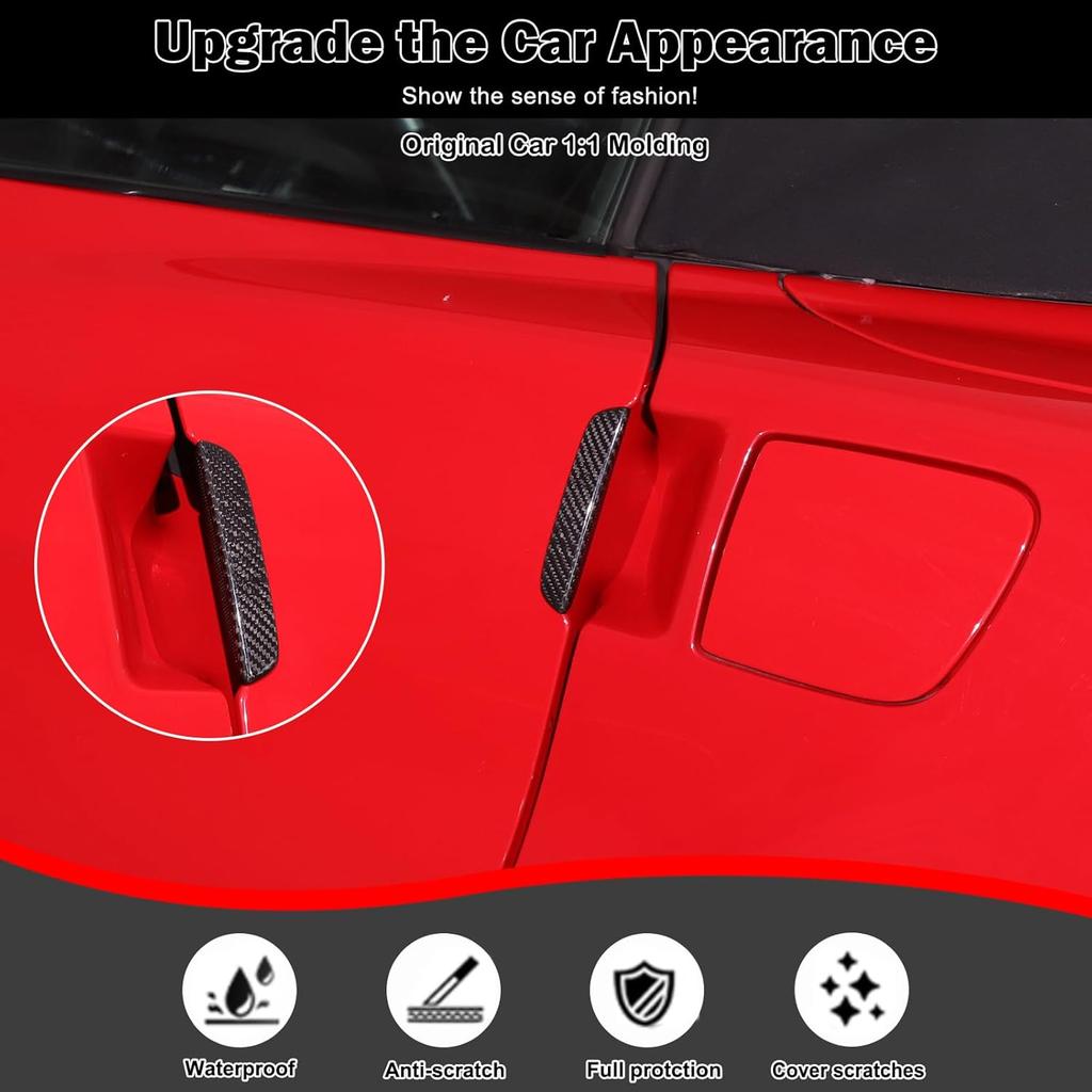 Dry Carbon Fiber Car Body Door Handle Moulding Cover Sticker for Corvette C6 2005-2013 Car Exterior Door Handle Cover Trim Frame Look Cover Trims