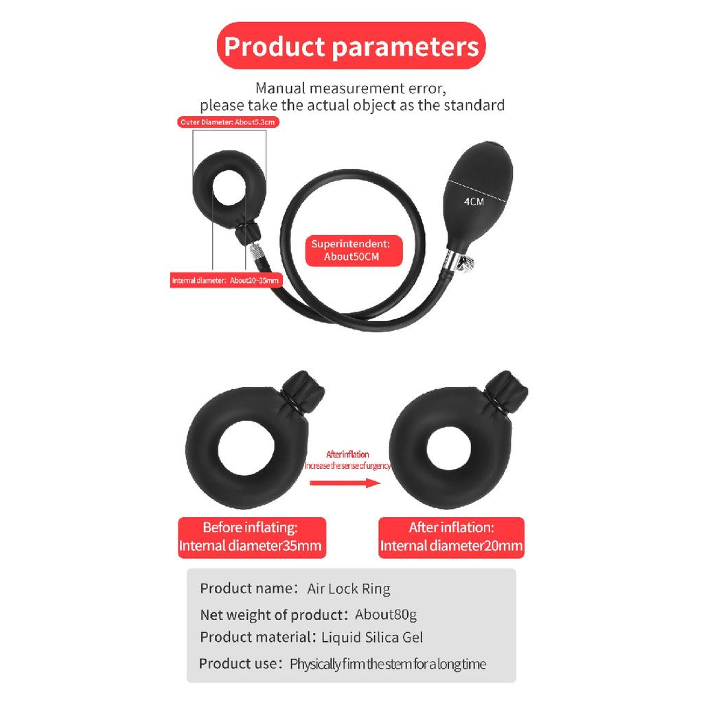 Надувное кольцо для пениса Расширяемый замок Кольцо для спермы БДСМ Игрушка Секс-товары для мужской мастурбации Эрекция члена Насос для увеличения члена