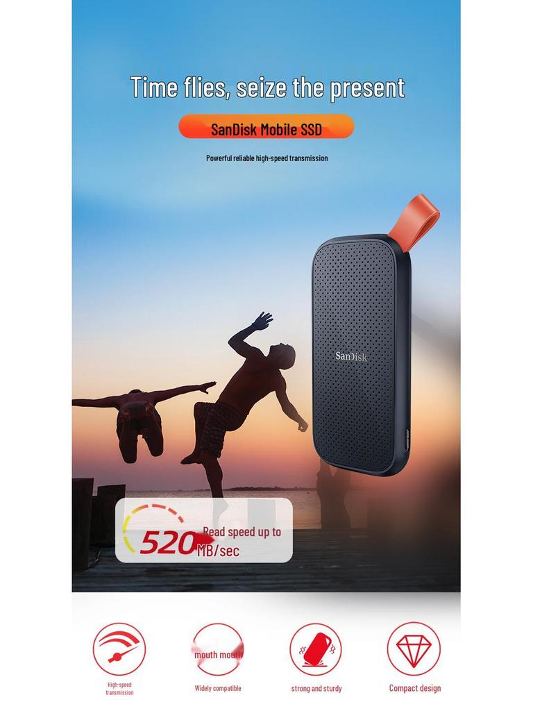 SanDisk E30 Portable SSD (480GB, 1TB, 2TB) High-Speed USB 3.1 Mini Drive for Phones & Computers