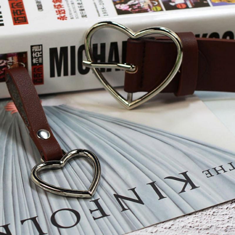Корейский японский стиль мягкий женский сердечко любовь металлическая пряжка ремни из искусственной кожи женские офисные рабочие подиумные ремни
