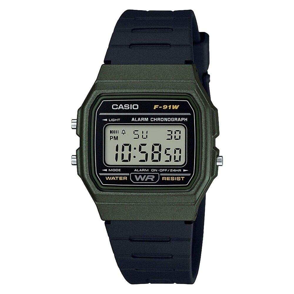 Casio Унисекс Кварцевые Металлическо-Зеленые Часы F-91WM-3A, (Использовал)