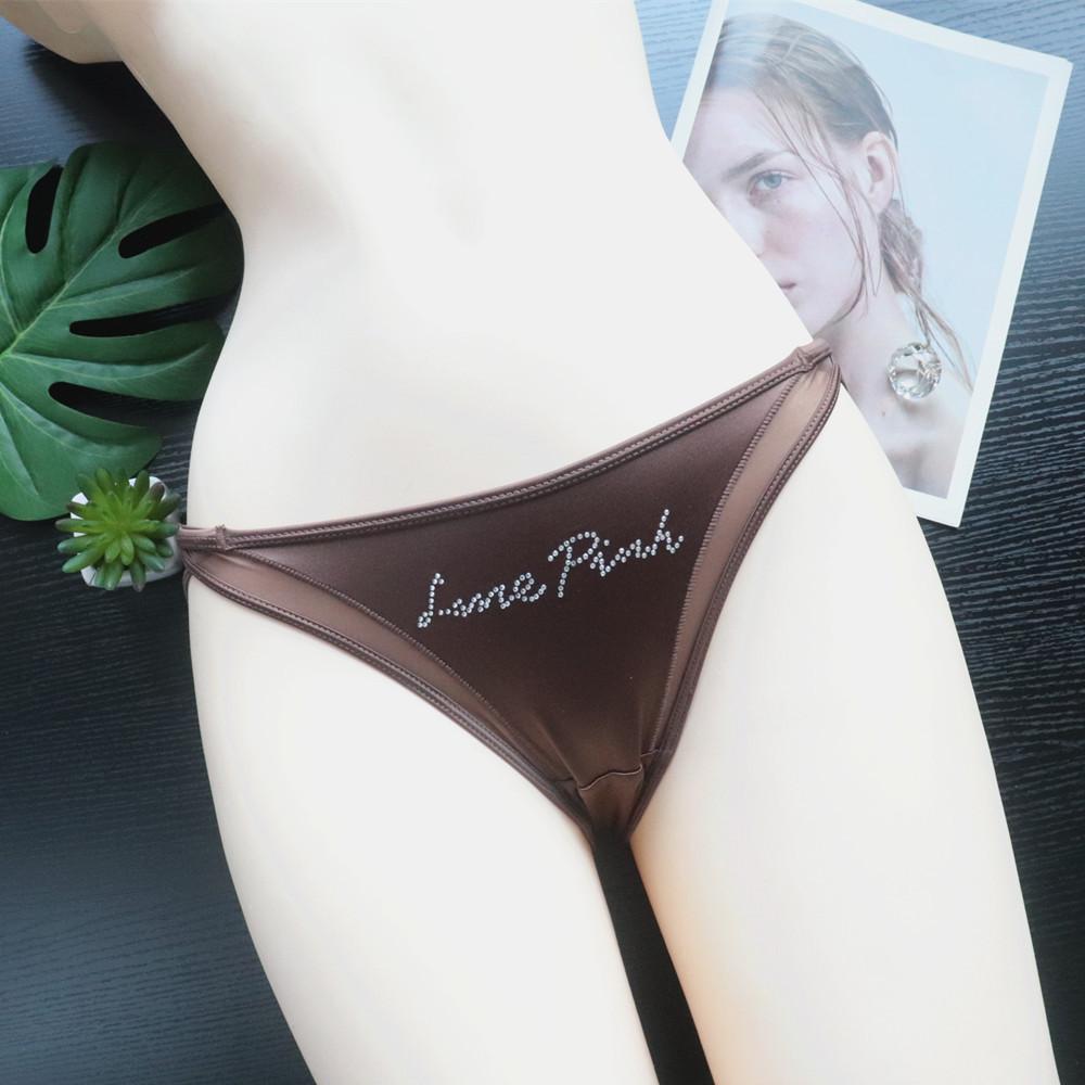 Ladies Sweet Pure Wind Hollow Sexy Satin Low Waisted Antibacterial Briefs Underwear