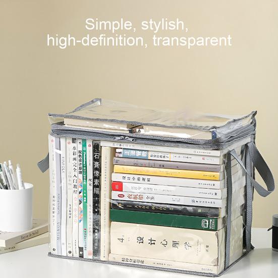 Multifunctional Storage Box Foldable Book Box with Handle Zipper Closure Waterproof Toy Box Transparent Storage Case