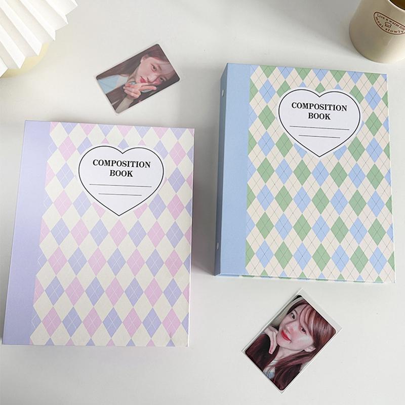 Обложка для папки А5 в клетку Kpop 3-дюймовый альбом для фотокарточек с фотографиями айдолов Поки Скрапбук Книга для хранения Сменные внутренние страницы Принадлежности