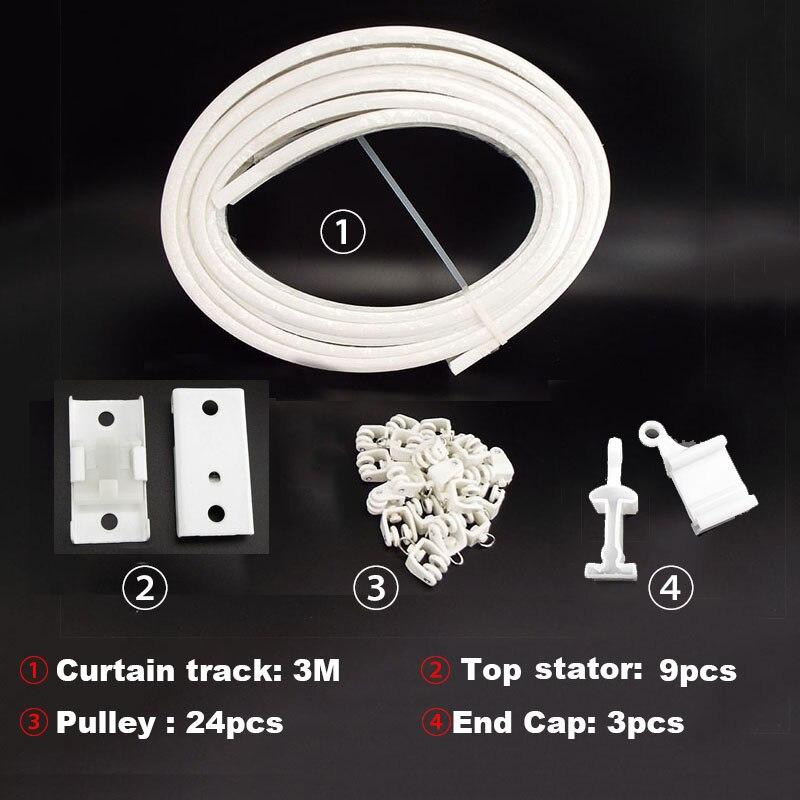 3 м изогнутая карнизная направляющая с верхним зажимом, гибкий потолочный монтаж, аксессуары для карнизов для прямых окон, балкона