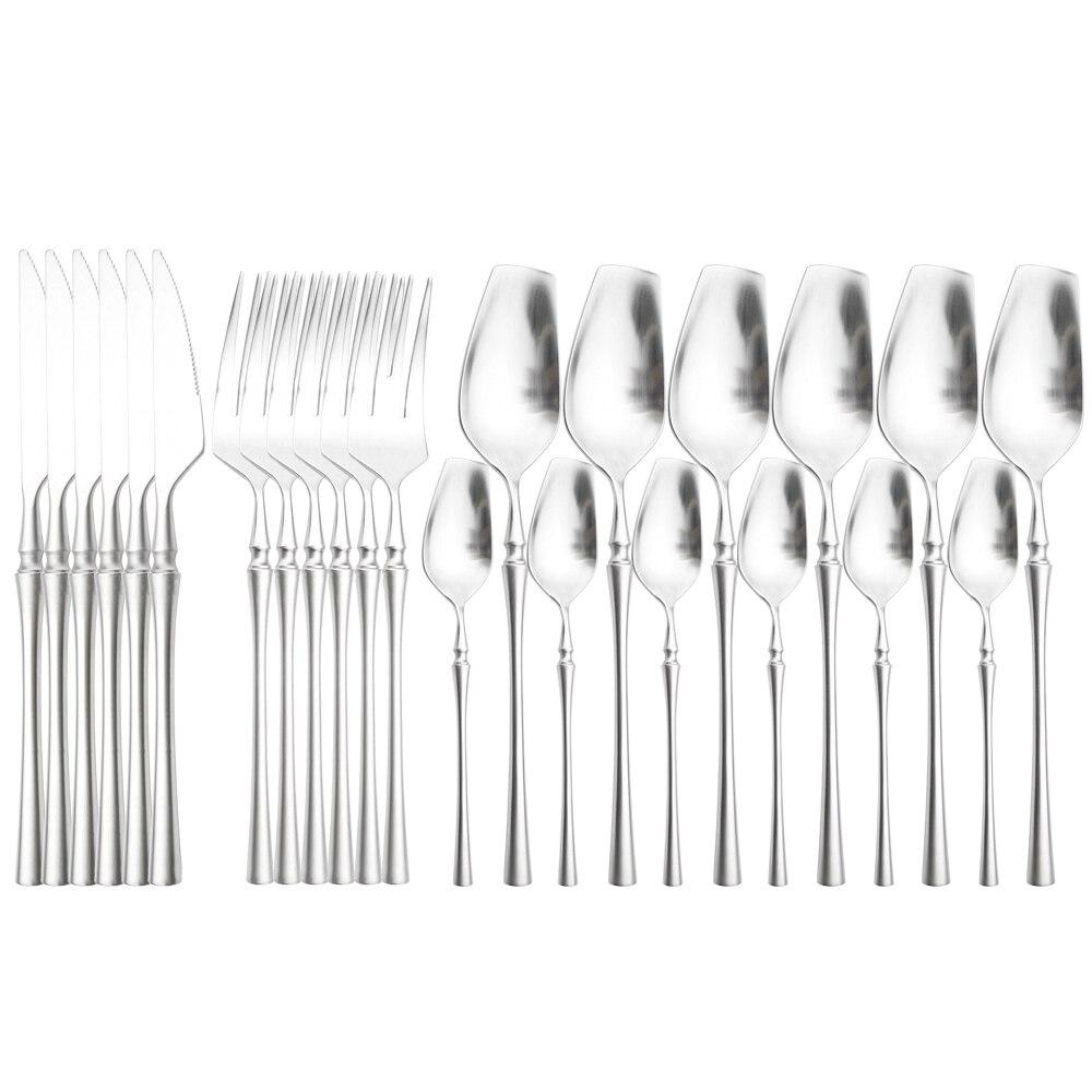 6Set/24Pcs Cutlery Set 18/10 Stainless Steel Set Luxury Dinnerware Gold Forks Western Spoons Knives Steel Cutlery Set Flatware