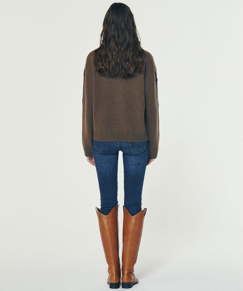 GUAV Slit Button Sleeve Knit_Mocha
