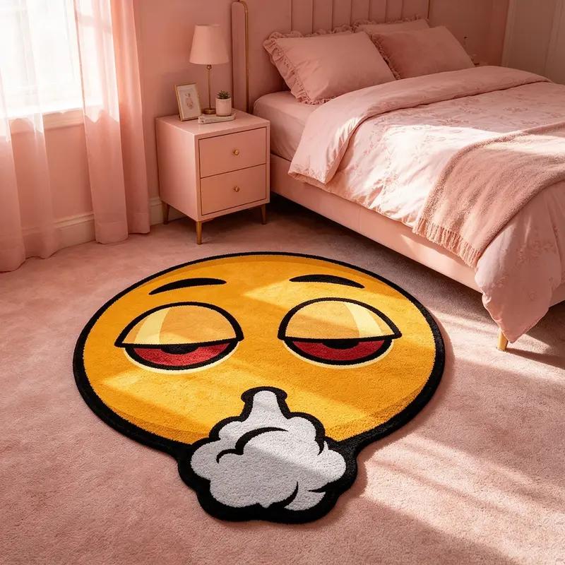 INS Fun Emojis Floor Mat Living Room Bedroom Bedside Non Slip Foot Mat Trendy/Hip Hop Theme Home Decoration