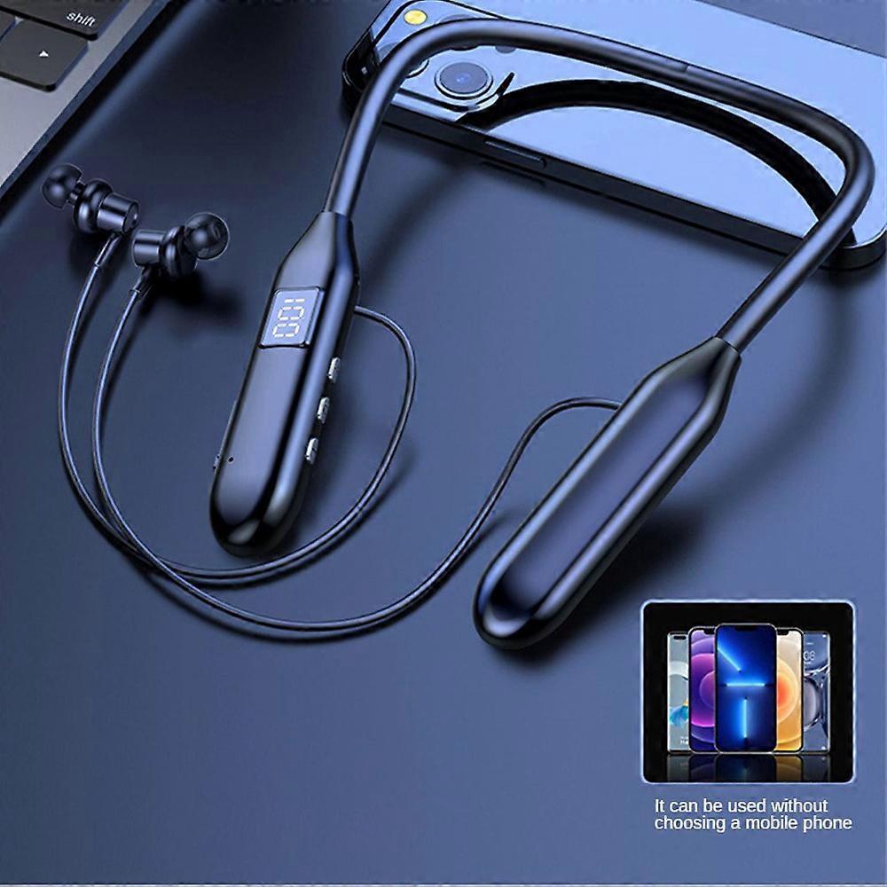 Wireless Earphones 5.3 Neckband Headphones Gaming LED Display Stereo Bass Sports Headset Halter Waterproof Magnetic Earbuds New