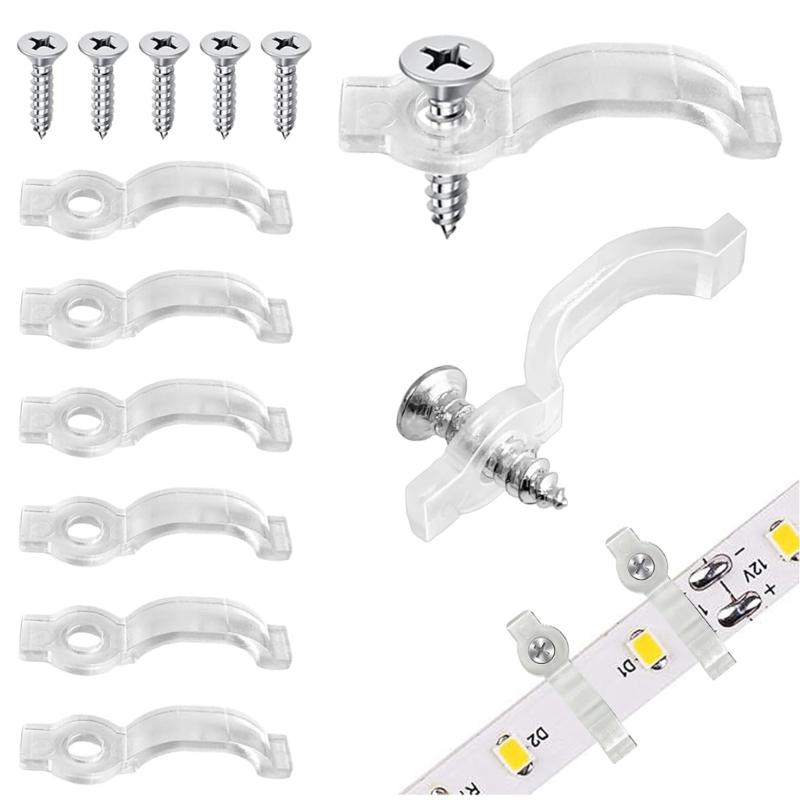 100Pcs Transparency LED Bar Light Mounting Clips With 10mm Wide for Waterproof Light Strips Fixing and Secure Install