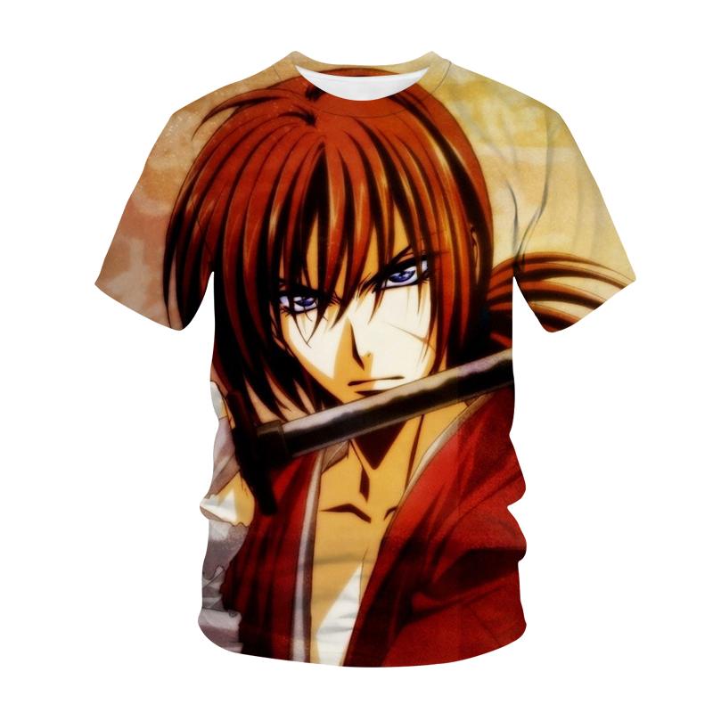 Новая футболка Rurouni Kenshin с 3D принтом в стиле аниме, уличная одежда японского самурая, модная футболка большого размера для мужчин и женщин, топы в стиле Харадзюку, одежда
