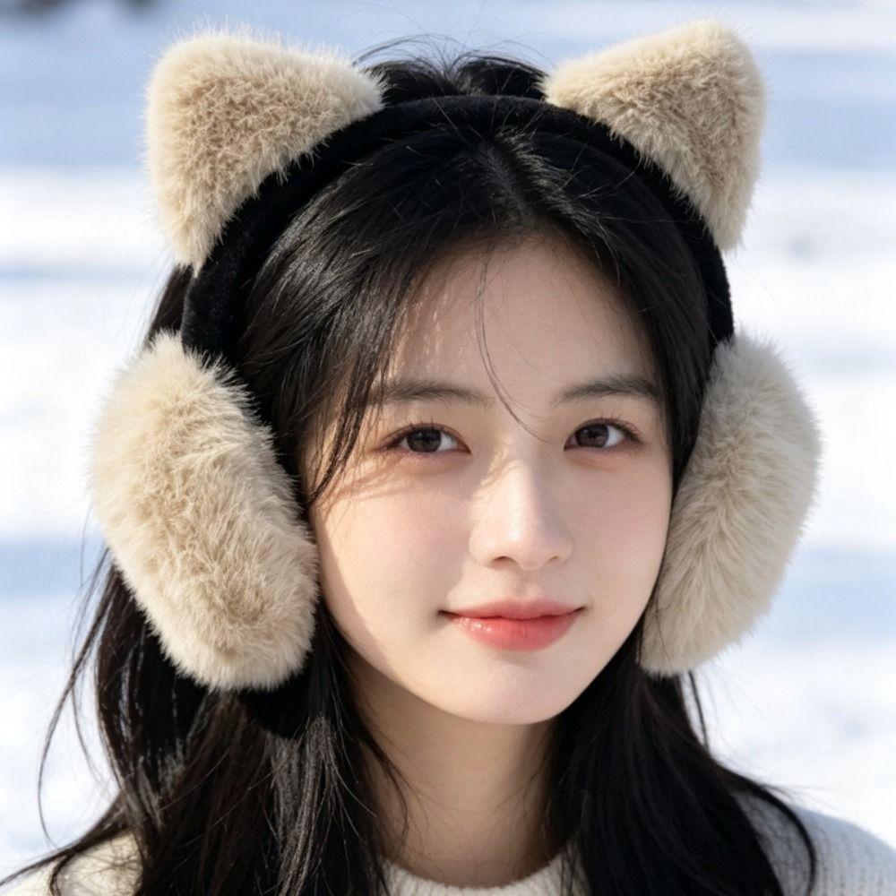 Ear Cap Winter Cat Ears Earmuffs Y2k Faux Fur Ear Muffs Comfortable Leopard Print Ear Mask Riding