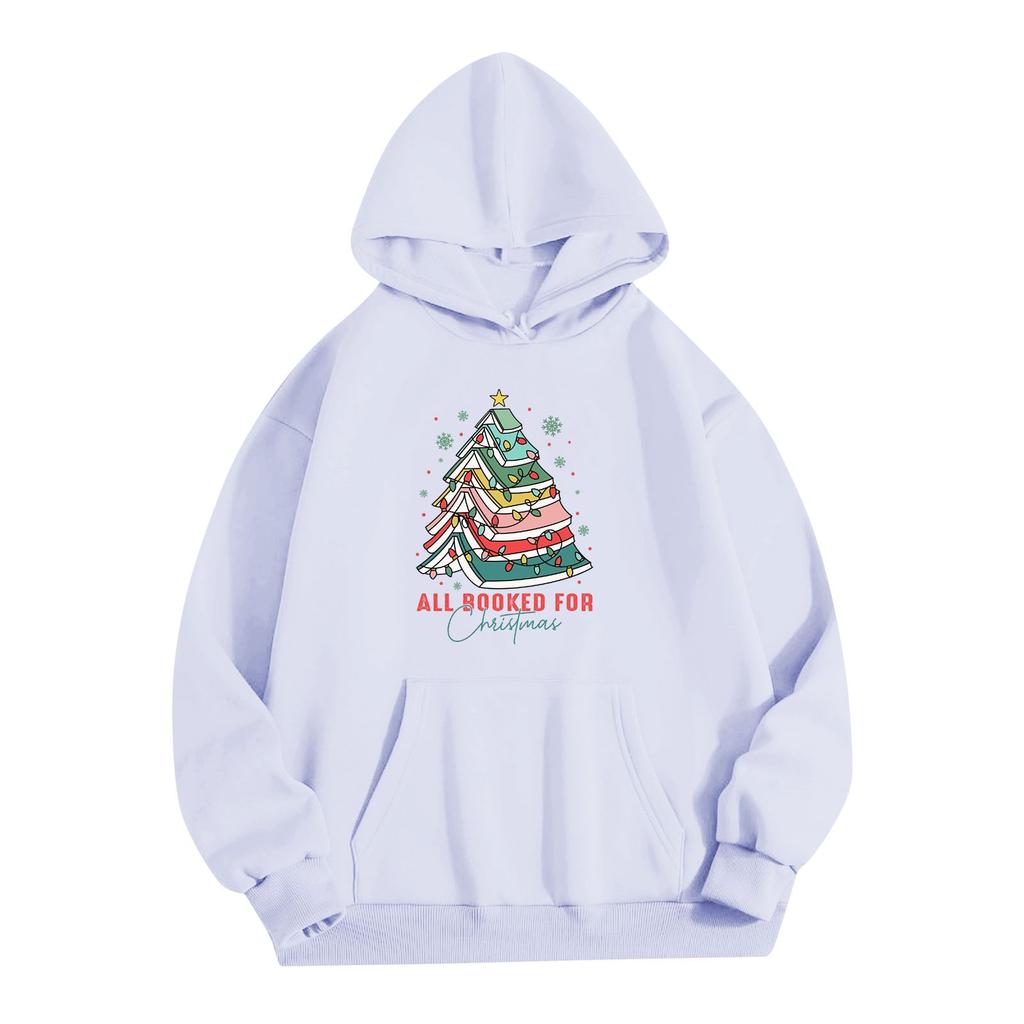 Women's O-neck Long Sleeve  Printed Top Solid Color Hoodie