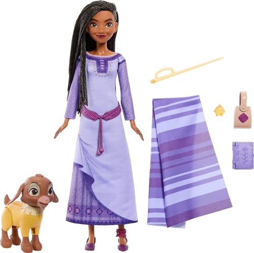 Mattel Набор-приключение куклы Аши из Росас «Заветное желание» от Disney, Модная кукла с шарнирами, съемной одеждой, друзьями-животными и аксессуарами, Вдохновленный фильмом Т