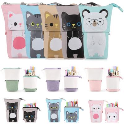 Вместимость Школьные принадлежности Холщовый Косметичка Телескопическая Ручка Сумка Пенал Коробка Для Хранения Молнии
