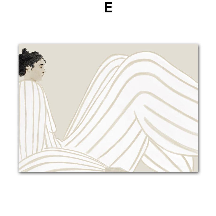 Абстрактные линии, лицо девушки, бохо, геометрия, современный декор для гостиной, постеры и принты, настенная живопись на холсте, настенная картина для дома, бар