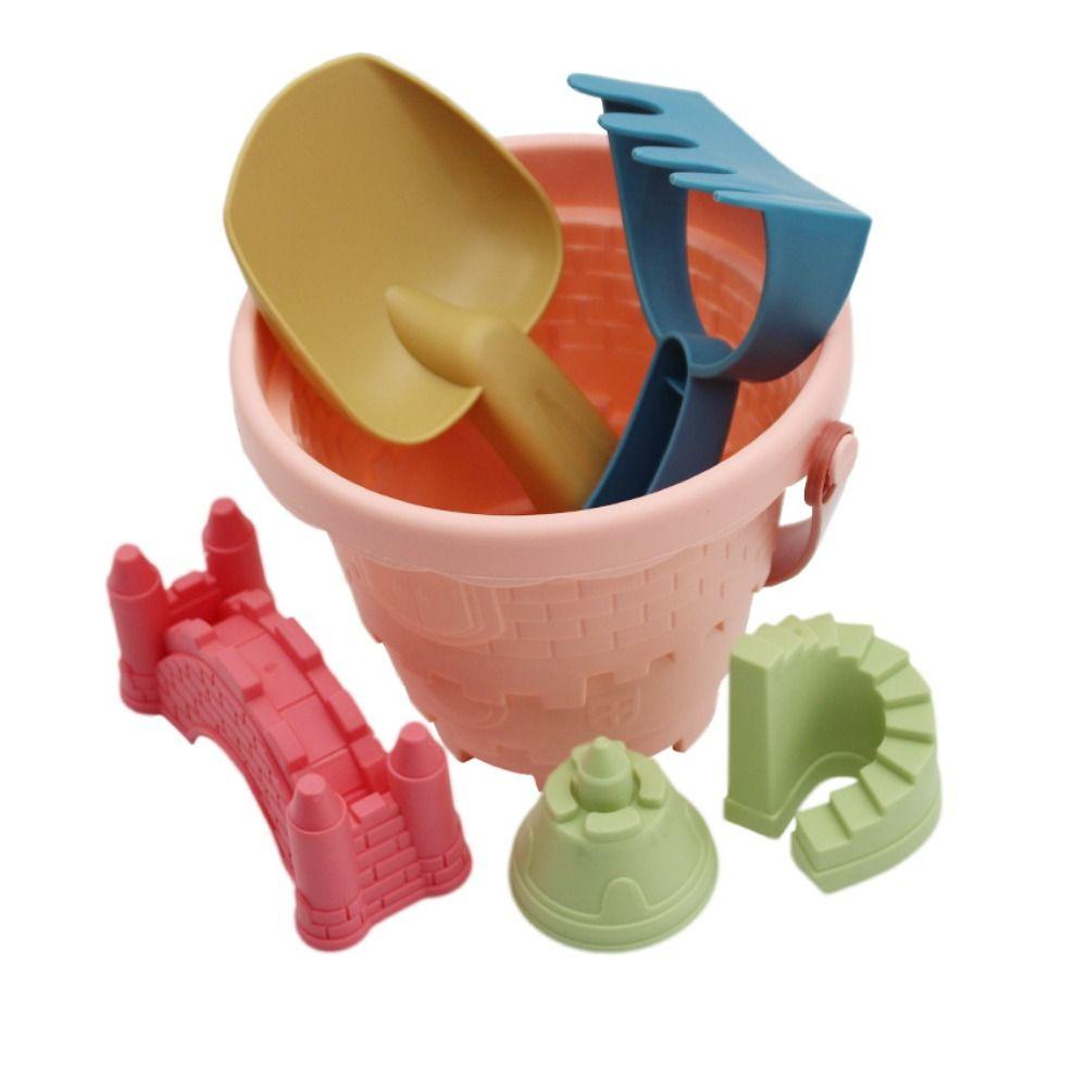 Parent-Children Interactive Beach Castle Bucket Sand Toys Set Digging Sand Kit Shovel Rake Mold
