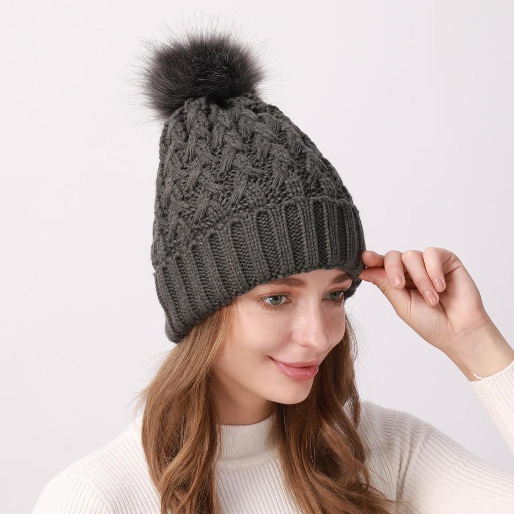 Женская плюшевая утолщенная шерстяная шапка, осенне-зимняя уличная морозостойкая теплая вязаная шапка