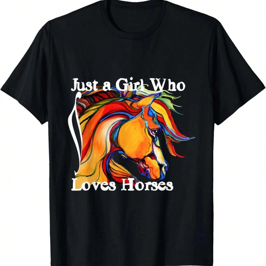 Just A Who Loves Horses And Dogs Horse Riding Dog Lover T-Shirt