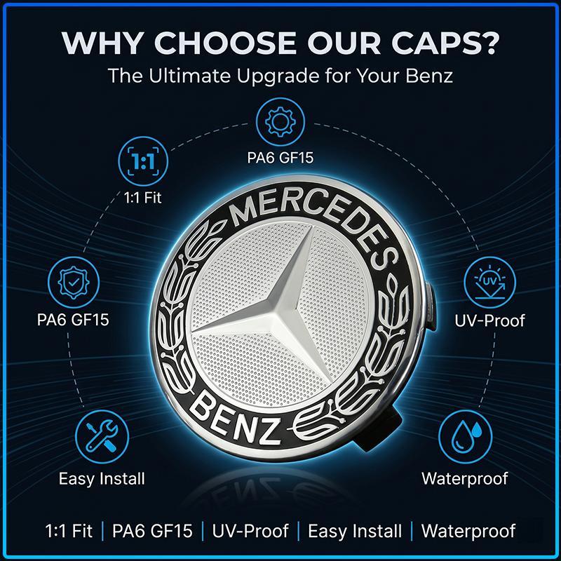 AABIG1 4PCS Car Wheel Center Hub Cap Covers Auto Rim Cover Emblem For Mercedes Benz W203 W204 W211 W210 W124 AMG W202 W220 CLA W212